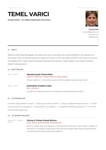 Hukuk Sekreteri Cv Örnekleri cv indir